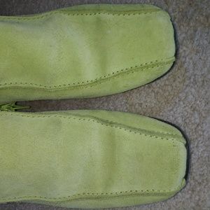 Lime green suede booties